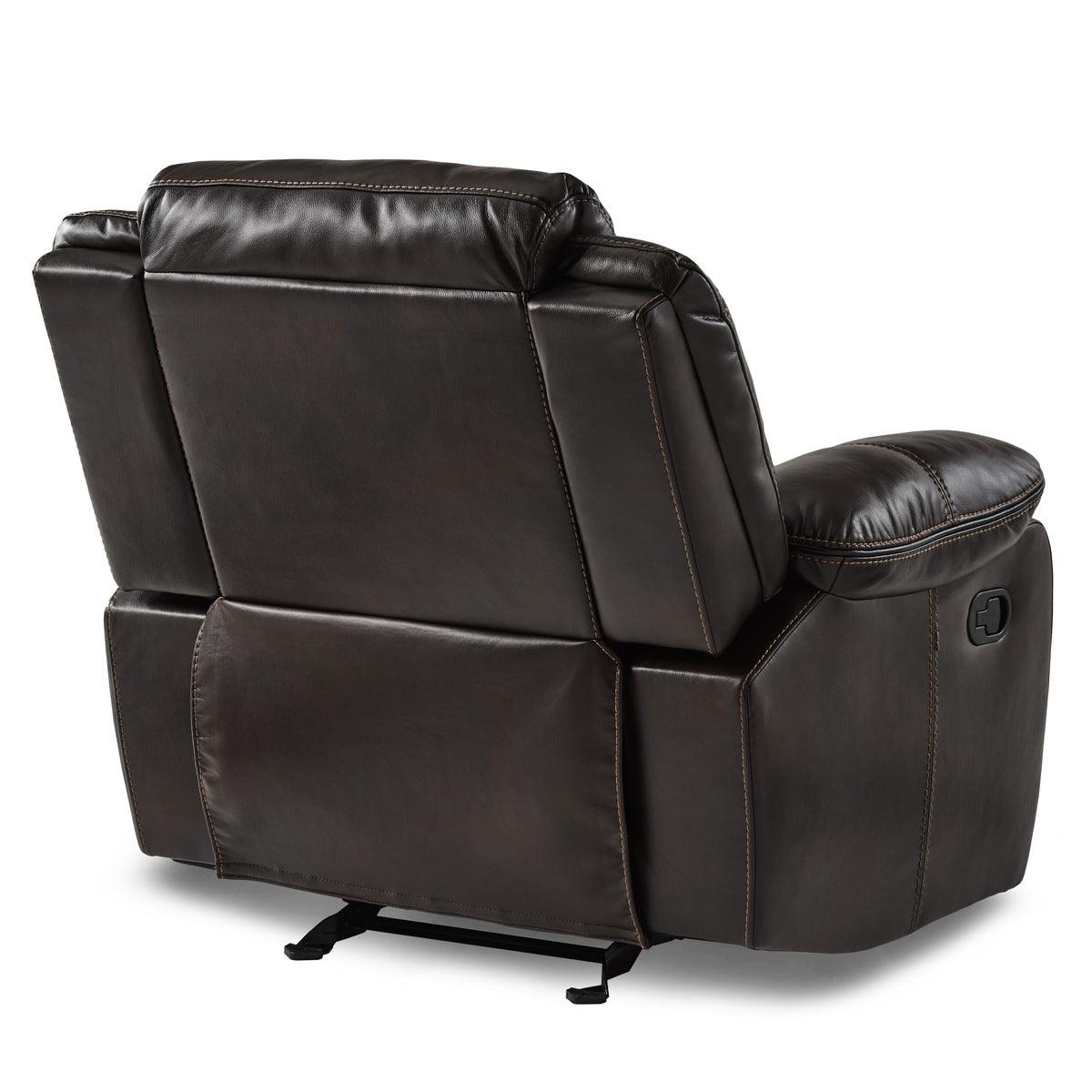 Close-up of arm and seat cushions on Bastrop reclining chair