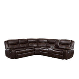 Main view of Bastrop brown faux leather 3-piece sectional sofa with right console