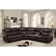Main seating area of Bastrop brown faux leather sectional