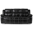 Bastrop Black Faux Leather Double Reclining Sofa front angle