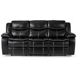 Bastrop Black Faux Leather Double Reclining Sofa front angle