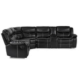 Close-up detail of the faux leather upholstery on sectional