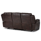 Bastrop Brown Faux Leather Double Reclining Sofa rear view showing upholstery