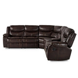 Detail view of faux leather upholstery on Bastrop sectional
