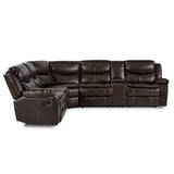Side view of Bastrop brown faux leather sectional sofa
