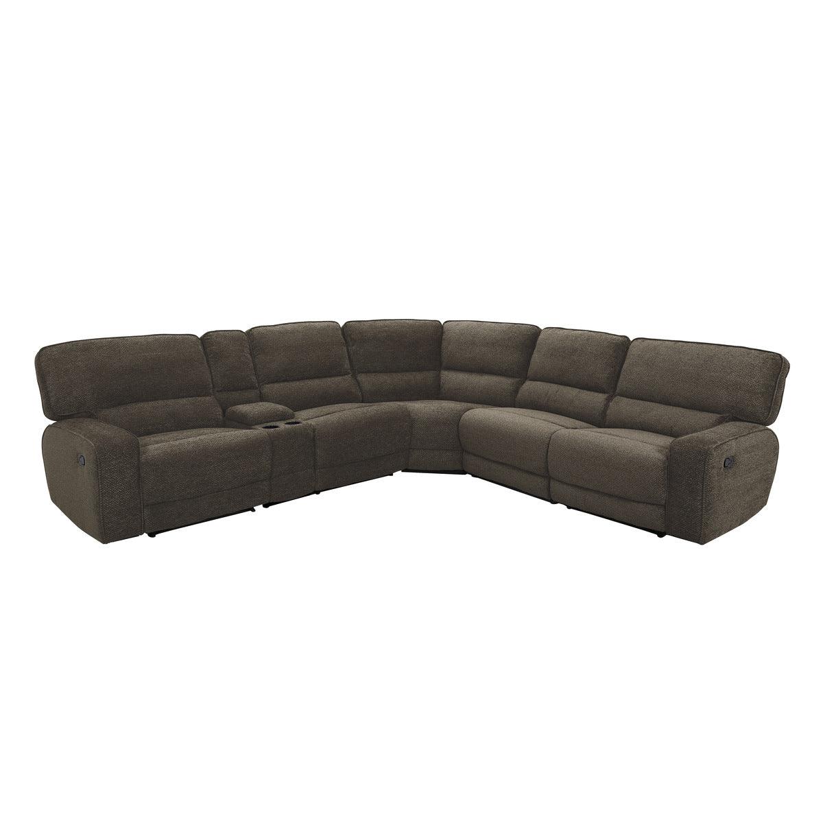 Shreveport Brown Fabric Modular Reclining Sectional angled front view