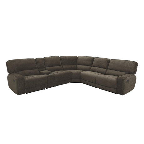 Shreveport Brown Fabric Modular Reclining Sectional angled front view
