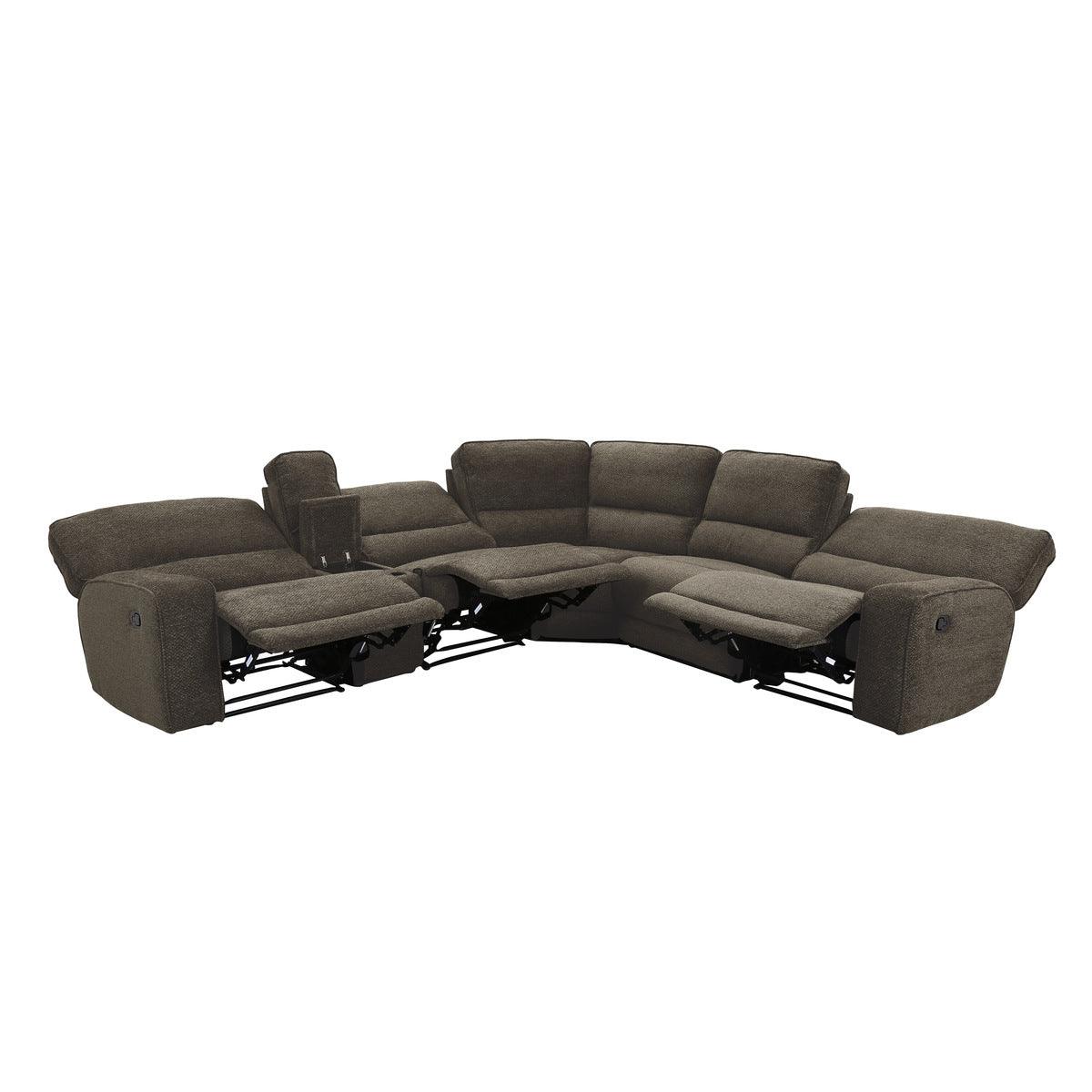 Shreveport Brown Reclining Sectional with console and cup holders