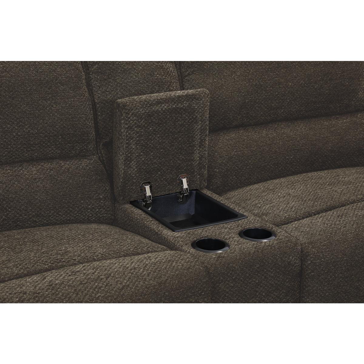 Center console with storage and two cup holders
