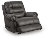 Revived and Restored Granite Faux Leather Power Lift Recliner angled view