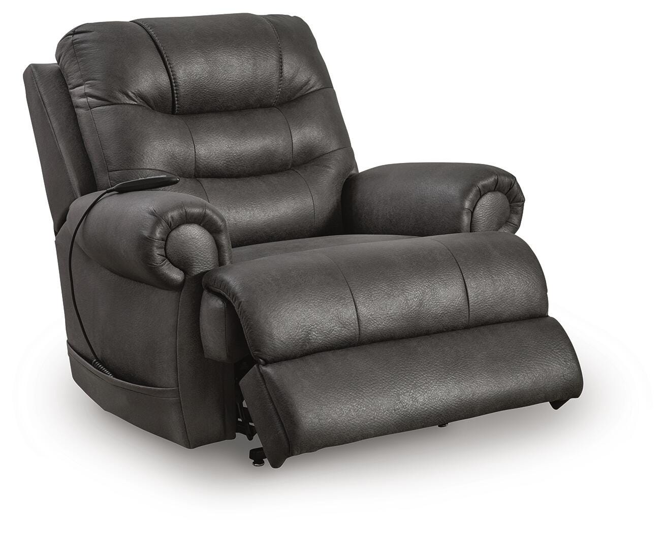 Revived and Restored Granite Faux Leather Power Lift Recliner angled view