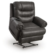 Revived and Restored Granite Faux Leather Power Lift Recliner angled view