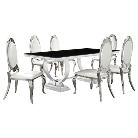 Antoine Chrome and Black Rectangular Dining Room Set with 6 Side Chairs — product image 2