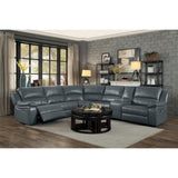Close-up of premium gray faux leather upholstery on Falun sectional