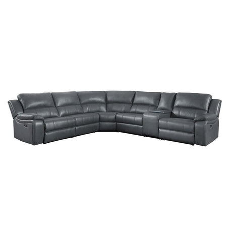 Falun Gray 6-Piece Modular Power Reclining Sectional front angled view
