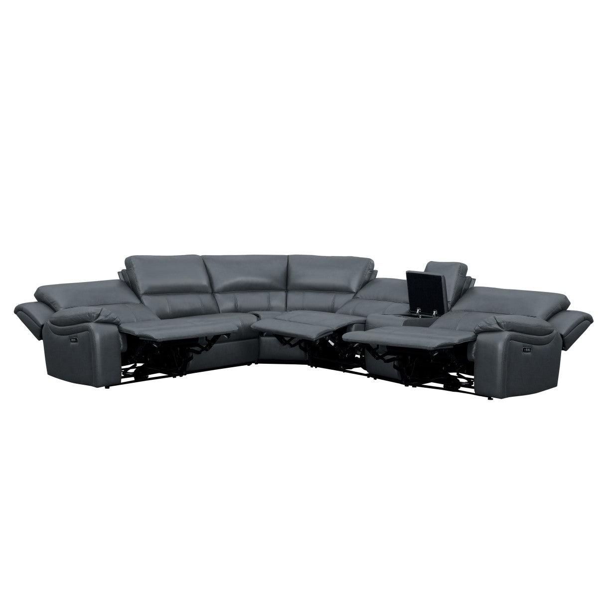 Falun Gray 6-Piece Modular Power Reclining Sectional open configuration