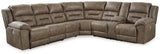Left-arm facing power reclining loveseat in fossil faux leather