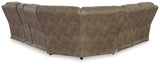 Rear view of Ravenel Fossil Leather reclining sectional