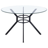 Steele 48-inch Round Glass Top Dining Table Matte Black — product image 4