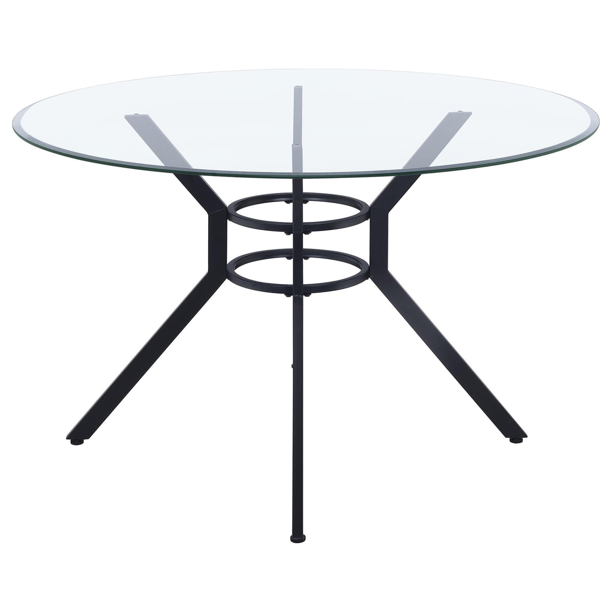 Steele 48-inch Round Glass Top Dining Table Matte Black — product image 4