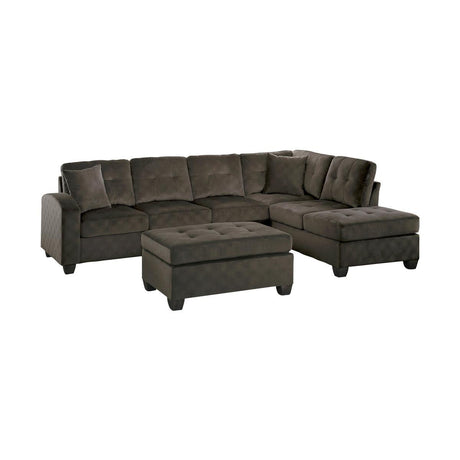Emilio Brown brown fabric 3-piece reversible sectional sofa main view