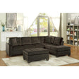 Main view of brown fabric sectional sofa with ottoman