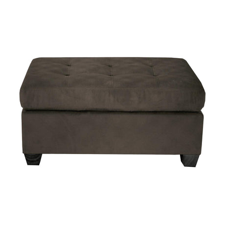 Chocolate tufted microfiber fabric ottoman front view