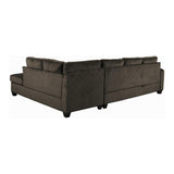 Side view of brown microfiber sectional sofa