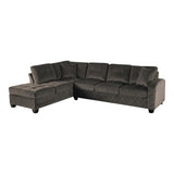 Emilio sectional sofa main front view showing chocolate velvet upholstery