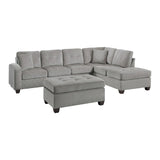 Main view of Emilio Gray Fabric 3-Piece Reversible Sectional with Ottoman sectional sofa