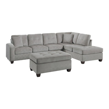 Main view of Emilio Gray Fabric 3-Piece Reversible Sectional with Ottoman sectional sofa