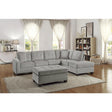 Front angle of Emilio Gray 3-Piece Fabric Reversible Sectional
