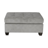 Taupe microfiber upholstered tufted ottoman front angle
