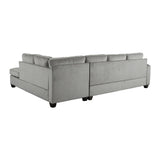 front angled view of Emilio Brown brown fabric sectional sofa with chaise