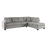 main view of Emilio Brown brown fabric sectional sofa with chaise