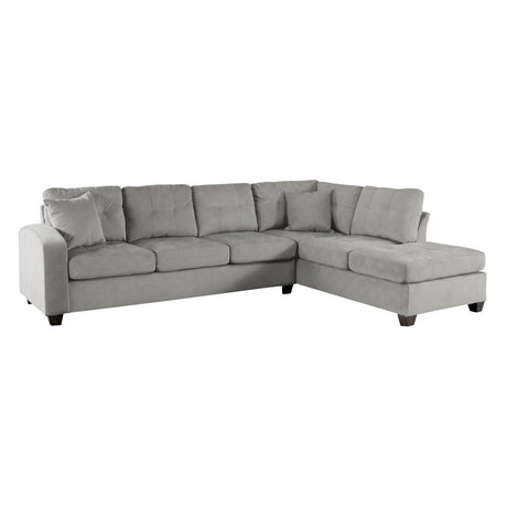 main view of Emilio Brown brown fabric sectional sofa with chaise