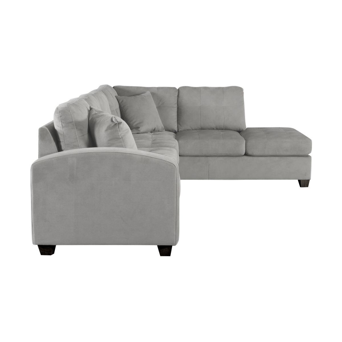 Room setting with Emilio Gray Fabric sectional and ottoman