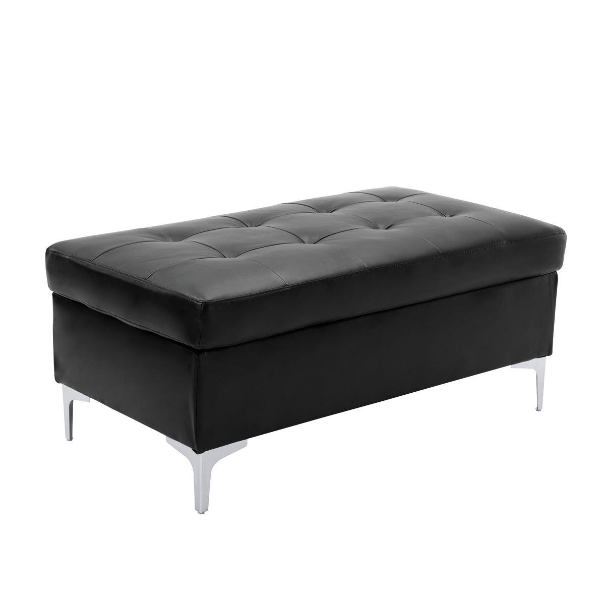 Close-up of silver finished metal legs on Barrington sectional