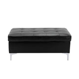 Barrington Black Faux Leather Tufted Ottoman front view