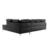 Front view of Barrington black faux leather sectional