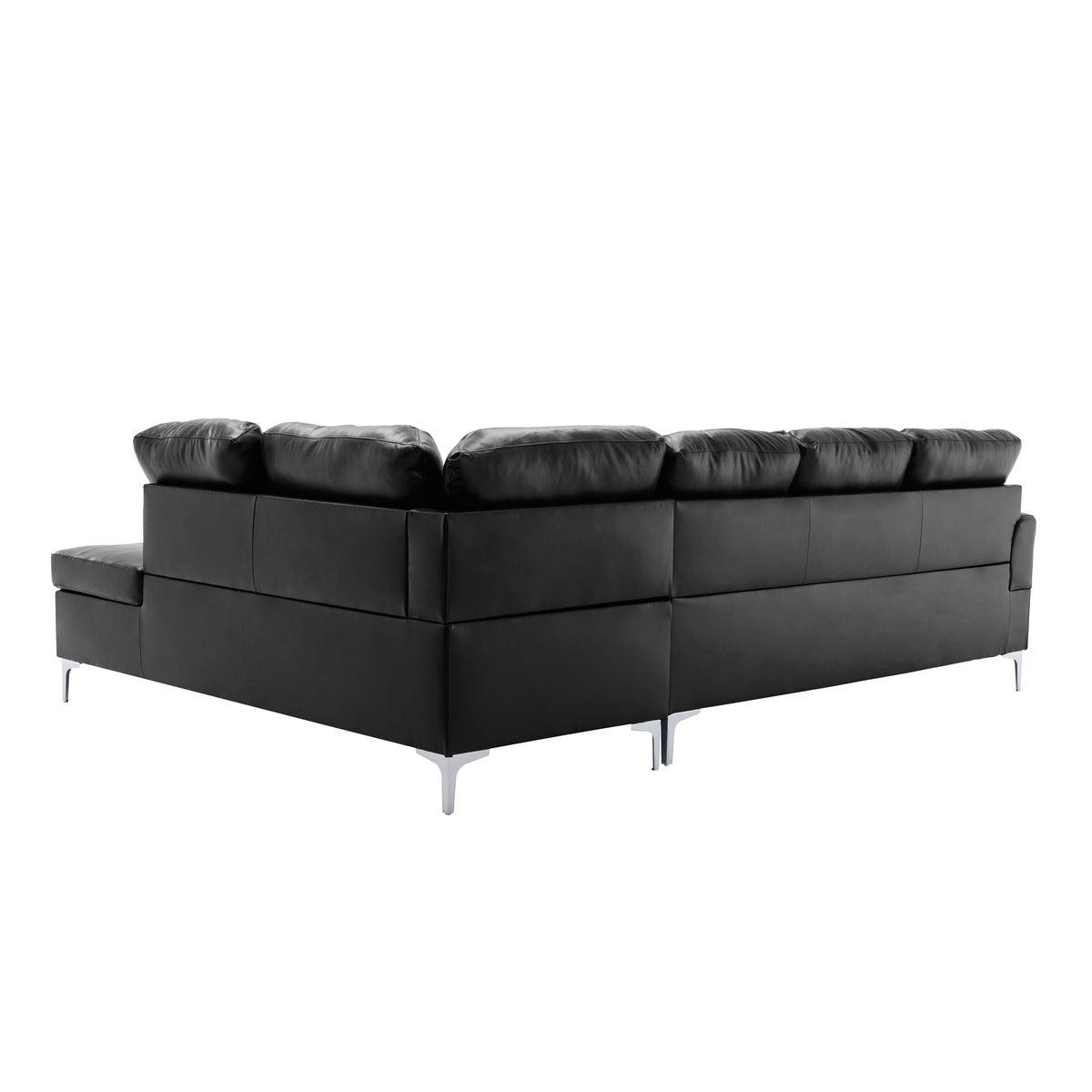 Front view of Barrington black faux leather sectional