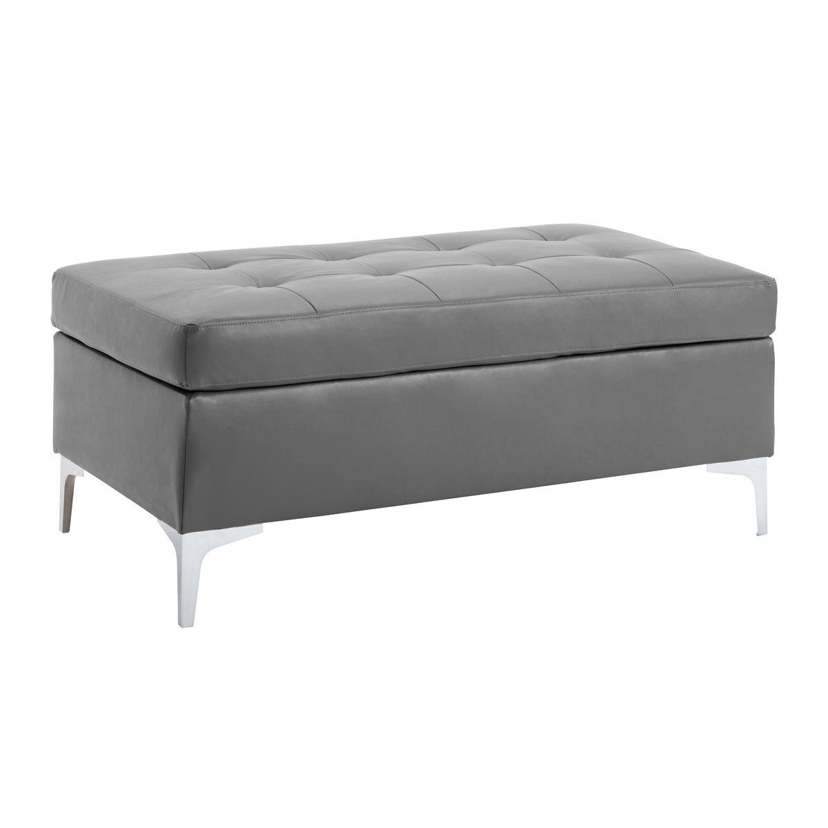 Side profile of Barrington Gray sectional sofa showing metal legs