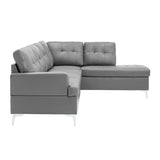 Room view of Barrington Gray sectional sofa with right chaise and ottoman
