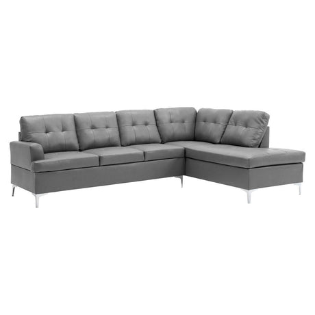 Barrington Gray 2-Piece Faux Leather Sectional Sofa with Right Chaise side angle