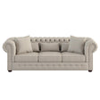 Savonburg Beige Solid Wood And Plywood Textured Fabric Upholstered Tufted Sofa - Ella Furniture