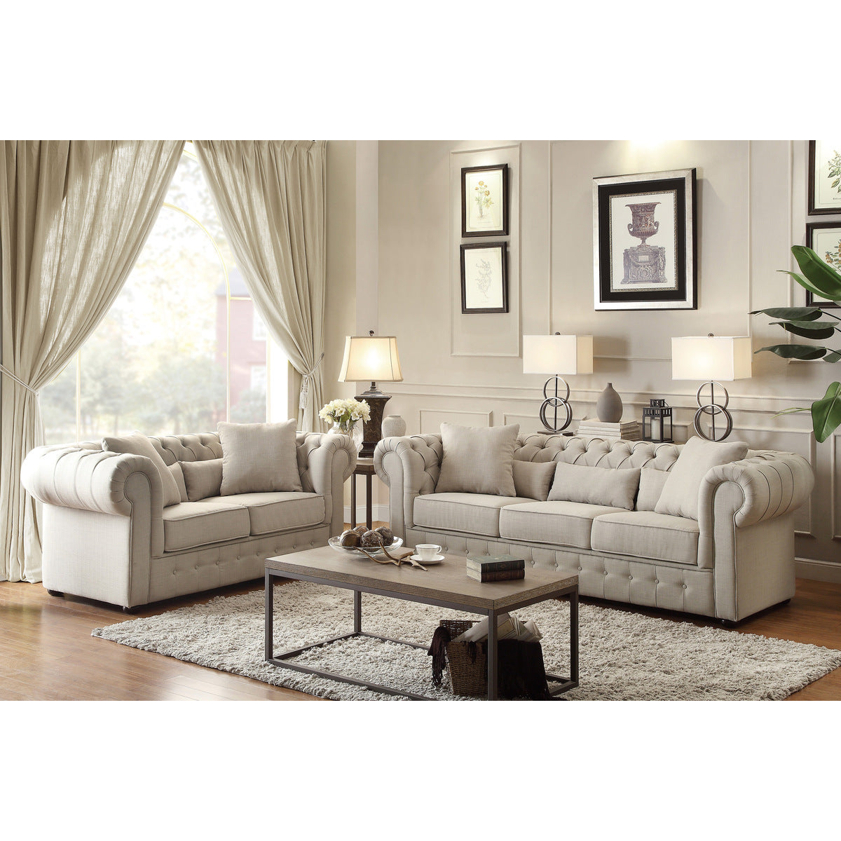 Savonburg Neutral Fabric Sofa