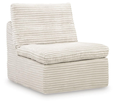 Fannin Ivory Armless Chair white upholstery angled view