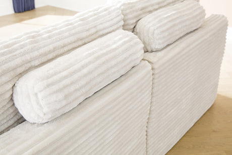Rear view of Fannin Ivory Chenille corner sectional chair