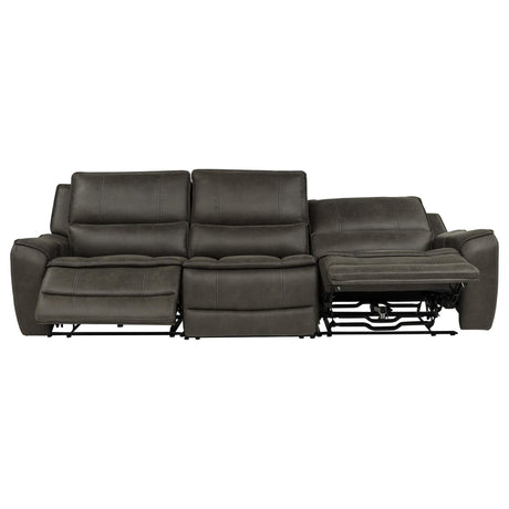 Marcell 3-Piece Transitional Power Reclining Sofa with USB Charging Grey — product image 4