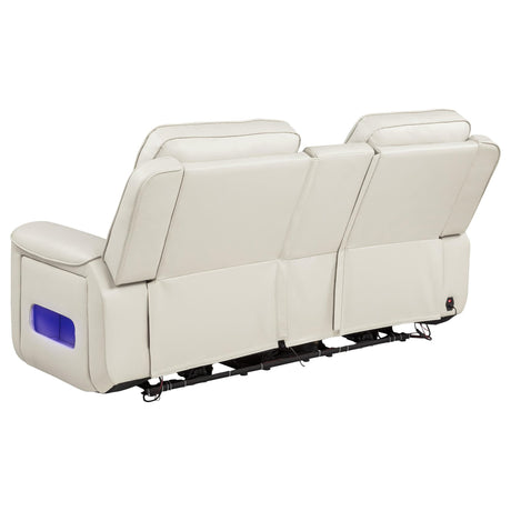 Rojas Dual Power Reclining Loveseat with Bluetooth Speakers Greige — product image 5